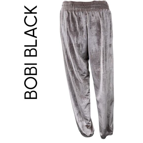 NWOT bobi BLACK Velour‎ Velvet Joggers Pink Mauve Size Large Barbiecore Softgirl - Picture 3 of 7